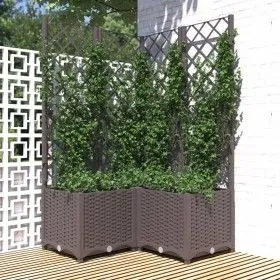 Jardinera con enrejado PP marrón 80x80x136 cm de vidaXL, Maceteros y jardineras - Ref: Foro24-318265, Precio: 109,19 €, Descu...
