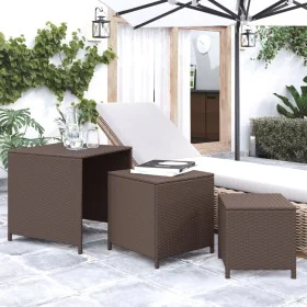 Mesas apilables 3 piezas ratán sintético marrón de vidaXL, Mesas auxiliares - Ref: Foro24-319413, Precio: 57,95 €, Descuento: %