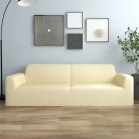 Funda elástica para sillón de 3 plazas poliéster jersey crema de vidaXL, Fundas - Ref: Foro24-332946, Precio: 25,16 €, Descue...