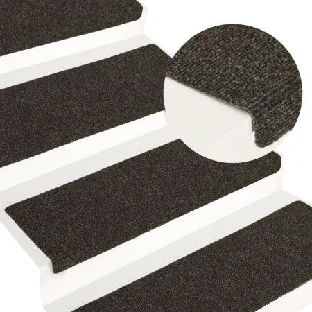 Alfombrilla de escaleras 15 uds punzonada antracita 65x21x4 cm de vidaXL, Alfombrillas para escalones - Ref: Foro24-326189, P...