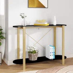Mesa consola de madera contrachapada negro 110x38x75 cm de vidaXL, Mesas auxiliares - Ref: Foro24-345691, Precio: 72,06 €, De...