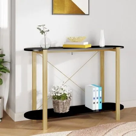 Black plywood console table 110x38x75 cm by vidaXL, Side tables - Ref: Foro24-345691, Price: 72,06 €, Discount: %