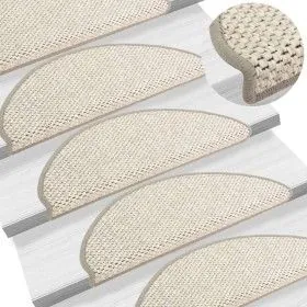 Alfombrilla autoadhesiva escalera sisal 15 uds beige 65x21x4 cm de vidaXL, Alfombrillas para escalones - Ref: Foro24-326870, ...