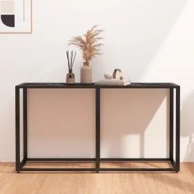 Black marble tempered glass console table 140x35x75.5cm by vidaXL, Side tables - Ref: Foro24-331677, Price: 73,73 €, Discount: %