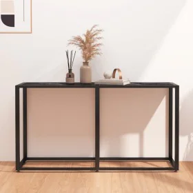 Mesa consola vidrio templado mármol negro 140x35x75,5cm de vidaXL, Mesas auxiliares - Ref: Foro24-331677, Precio: 73,73 €, De...