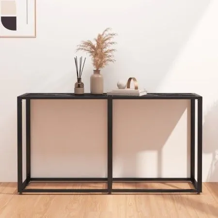 Black marble tempered glass console table 140x35x75.5cm by vidaXL, Side tables - Ref: Foro24-331677, Price: 73,73 €, Discount: %