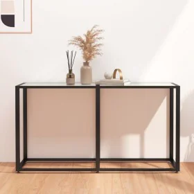 Mesa consola vidrio templado blanco mármol 140x35x75,5cm de vidaXL, Mesas auxiliares - Ref: Foro24-331676, Precio: 76,36 €, D...