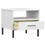 Mesita de noche patas de metal OSLO madera maciza pino blanco de vidaXL, Mesas auxiliares - Ref: Foro24-351032, Precio: 46,62...
