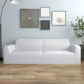Funda elástica para sofá de 3 plazas poliéster jersey blanca de vidaXL, Fundas - Ref: Foro24-332950, Precio: 27,09 €, Descuen...