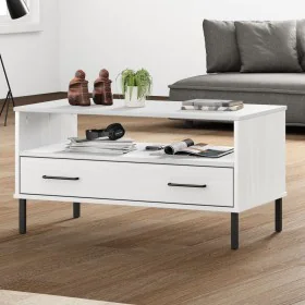 OSLO solid wood white coffee table with metal legs 85x50x45cm by vidaXL, Coffee table - Ref: Foro24-351035, Price: 64,49 €, D...