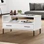 Mesa de centro patas metal OSLO madera maciza blanco 85x50x45cm de vidaXL, Mesas de centro - Ref: Foro24-351035, Precio: 64,4...