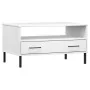 Mesa de centro patas metal OSLO madera maciza blanco 85x50x45cm de vidaXL, Mesas de centro - Ref: Foro24-351035, Precio: 64,4...