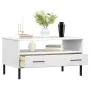 Mesa de centro patas metal OSLO madera maciza blanco 85x50x45cm de vidaXL, Mesas de centro - Ref: Foro24-351035, Precio: 64,4...