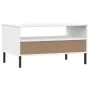 Mesa de centro patas metal OSLO madera maciza blanco 85x50x45cm de vidaXL, Mesas de centro - Ref: Foro24-351035, Precio: 64,4...