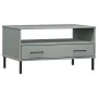 Mesa de centro patas metal OSLO madera maciza gris 85x50x45 cm de vidaXL, Mesas de centro - Ref: Foro24-351034, Precio: 64,38...