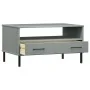 Mesa de centro patas metal OSLO madera maciza gris 85x50x45 cm de vidaXL, Mesas de centro - Ref: Foro24-351034, Precio: 64,38...