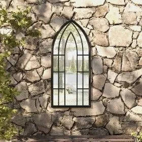 Espejo de jardín negro hierro para exterior 100x45 cm de vidaXL, Espejos - Ref: Foro24-318354, Precio: 107,99 €, Descuento: %