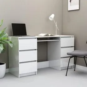 Escritorio de madera contrachapada blanco brillo 140x50x77 cm de vidaXL, Escritorios - Ref: Foro24-800816, Precio: 218,55 €, ...