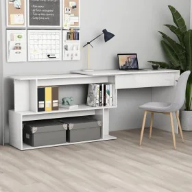 Escritorio de esquina contrachapada blanco brillo 200x50x76 cm de vidaXL, Escritorios - Ref: Foro24-801104, Precio: 130,51 €,...