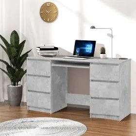 Escritorio de madera contrachapada gris 140x50x77 cm de vidaXL, Escritorios - Ref: Foro24-800814, Precio: 168,20 €, Descuento: %