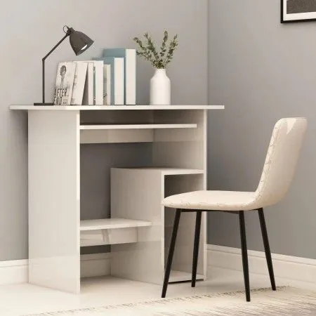Escritorio de madera contrachapada blanco brillo 80x45x74 cm de vidaXL, Escritorios - Ref: Foro24-801370, Precio: 68,56 €, De...
