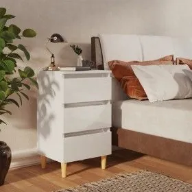 Nachttisch mit glänzend weißen Massivholzbeinen 40x35x69 cm von vidaXL, Nachttische - Ref: Foro24-805899, Preis: 61,71 €, Rab...