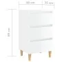 Nightstand with glossy white solid wood legs 40x35x69 cm by vidaXL, Nightstands - Ref: Foro24-805899, Price: 61,71 €, Discoun...