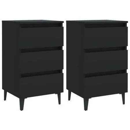 Nightstands with metal legs 2 units black 40x35x69 cm by vidaXL, Nightstands - Ref: Foro24-805908, Price: 131,07 €, Discount: %