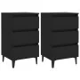Mesitas noche con patas metal 2 uds negro 40x35x69 cm de vidaXL, Mesitas de noche - Ref: Foro24-805908, Precio: 131,07 €, Des...