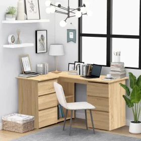Escritorio de esquina contrachapada color roble 145x100x76cm de vidaXL, Escritorios - Ref: Foro24-801092, Precio: 154,19 €, D...