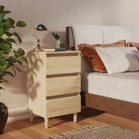 Mesita de noche patas madera maciza roble Sonoma 40x35x69 cm de vidaXL, Mesitas de noche - Ref: Foro24-805893, Precio: 61,09 ...