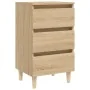 Mesita de noche patas madera maciza roble Sonoma 40x35x69 cm de vidaXL, Mesitas de noche - Ref: Foro24-805893, Precio: 61,09 ...