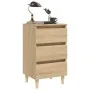 Mesita de noche patas madera maciza roble Sonoma 40x35x69 cm de vidaXL, Mesitas de noche - Ref: Foro24-805893, Precio: 61,09 ...