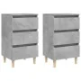 Mesitas de noche 2 uds patas madera gris hormigón 40x35x69 cm de vidaXL, Mesitas de noche - Ref: Foro24-805896, Precio: 97,50...