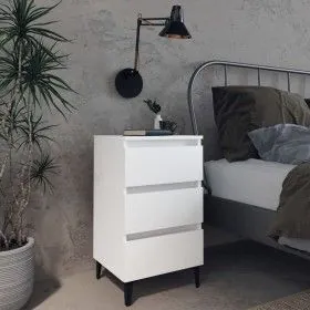 Mesita de noche con patas de metal blanco 40x35x69 cm de vidaXL, Mesitas de noche - Ref: Foro24-805905, Precio: 61,41 €, Desc...