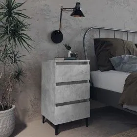 Mesita de noche con patas metal gris hormigón 40x35x69 cm de vidaXL, Mesitas de noche - Ref: Foro24-805913, Precio: 55,49 €, ...