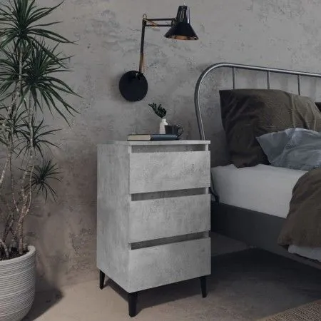 Mesita de noche con patas metal gris hormigón 40x35x69 cm de vidaXL, Mesitas de noche - Ref: Foro24-805913, Precio: 55,49 €, ...