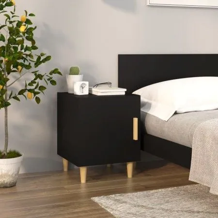 Mesita de noche madera contrachapada negra de vidaXL, Mesitas de noche - Ref: Foro24-812044, Precio: 40,32 €, Descuento: %