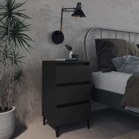 Mesita de noche con patas de metal negro 40x35x69 cm de vidaXL, Mesitas de noche - Ref: Foro24-805907, Precio: 66,32 €, Descu...