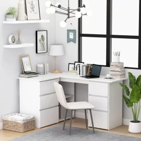 Escritorio de esquina madera contrachapada blanco 145x100x76 cm de vidaXL, Escritorios - Ref: Foro24-801089, Precio: 192,33 €...