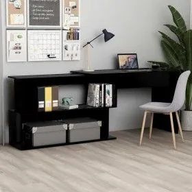 Escritorio de esquina madera contrachapada negro 200x50x76 cm de vidaXL, Escritorios - Ref: Foro24-801099, Precio: 93,11 €, D...