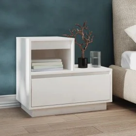 Nachttisch aus massivem weißem Kiefernholz, 60 x 34 x 51 cm von vidaXL, Nachttische - Ref: Foro24-814376, Preis: 63,27 €, Rab...