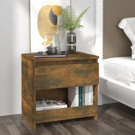 Nachttisch aus geräuchertem Eichensperrholz, 40 x 30 x 39 cm von vidaXL, Nachttische - Ref: Foro24-815129, Preis: 27,24 €, Ra...