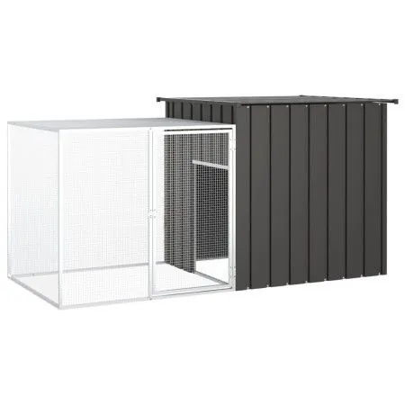 Galvanized anthracite steel rabbit cage 200x91x100 cm by vidaXL, Cages and habitats for small animals - Ref: Foro24-3155527, ...