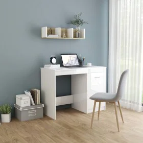 Escritorio de madera contrachapada blanco brillo 100x50x76 cm de vidaXL, Escritorios - Ref: Foro24-801802, Precio: 85,49 €, D...