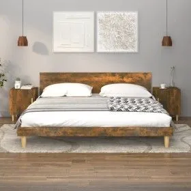 Mesitas de noche 2 uds madera contrachapada color roble ahumado de vidaXL, Mesitas de noche - Ref: Foro24-817310, Precio: 53,...
