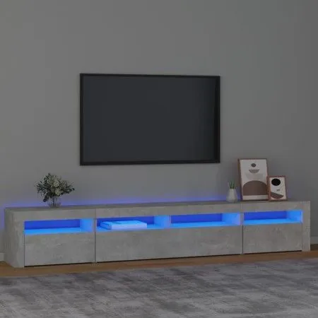 Mueble de TV con luces LED gris hormigón 240x35x40 cm de vidaXL, Muebles TV - Ref: Foro24-3152725, Precio: 153,31 €, Descuent...