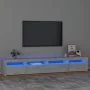 Mueble de TV con luces LED gris hormigón 240x35x40 cm de vidaXL, Muebles TV - Ref: Foro24-3152725, Precio: 153,31 €, Descuent...