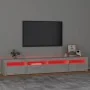 Mueble de TV con luces LED gris hormigón 240x35x40 cm de vidaXL, Muebles TV - Ref: Foro24-3152725, Precio: 153,31 €, Descuent...