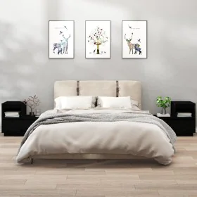 Mesitas de noche 2 uds madera maciza de pino negro 60x34x51 cm de vidaXL, Mesitas de noche - Ref: Foro24-814383, Precio: 100,...